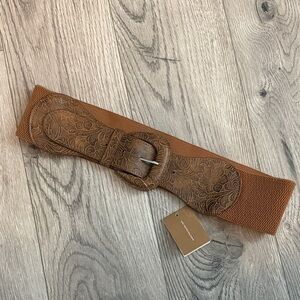 NWT Francesca’s Brown Embossed Leather Belt Size M/L